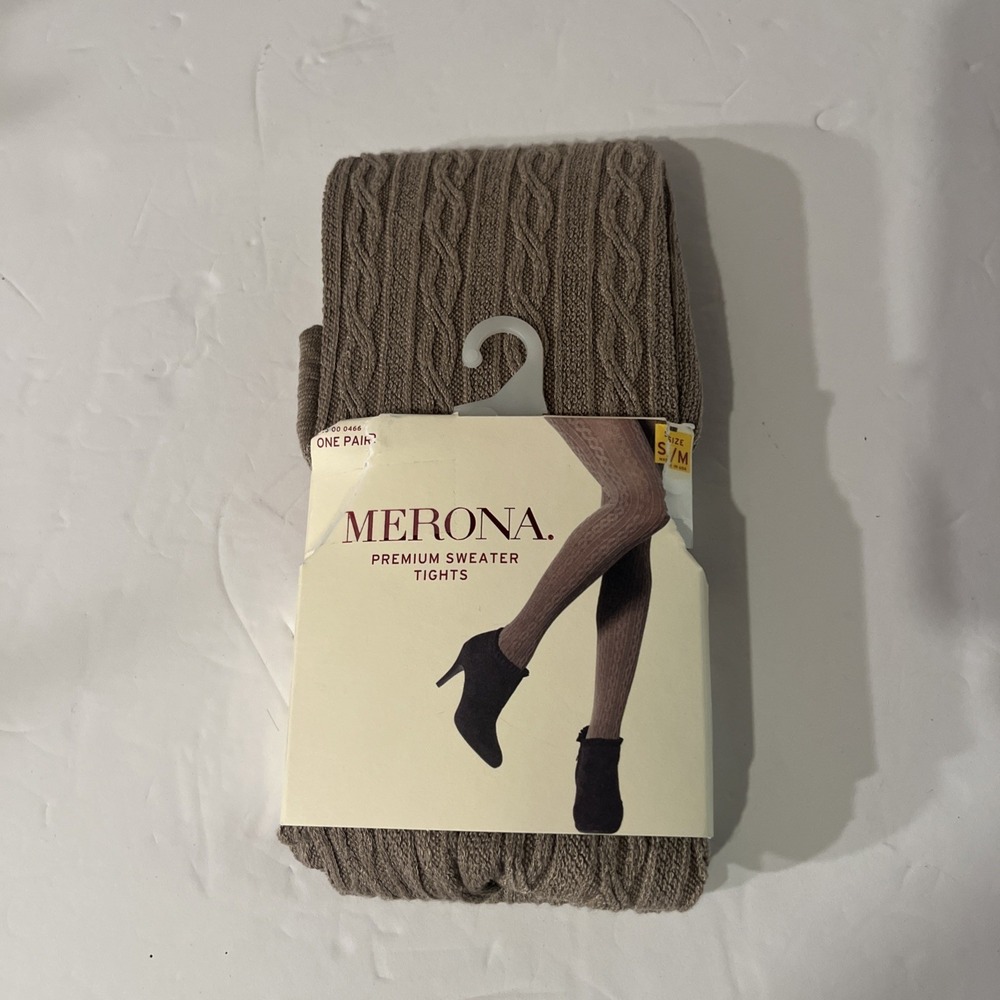Merona Women's Premium Sweater Tights Size M Brown Heather